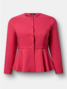 Torrid Studio Crepe Peplum Jacket Cerise Pink Size 00/10 NWT